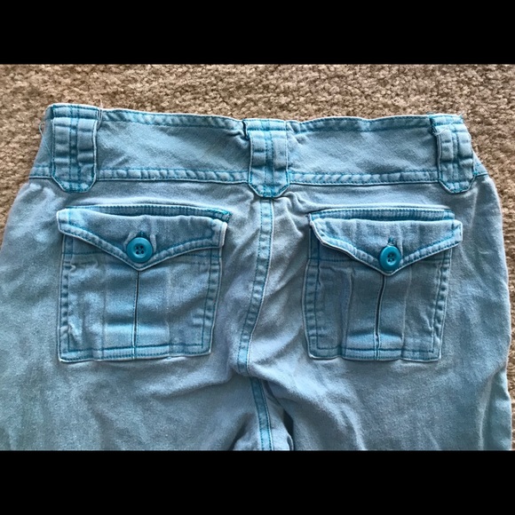 SALE!  DOKI-GEKI Turquoise Y2K Stretch Cropped CARGO S - Picture 3 of 4
